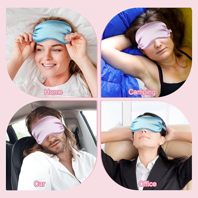 16 Pcs Satin Silk Eye Mask Blackout Sleeping Blindfolds Bulk Smooth Sleep Mask - Image 3