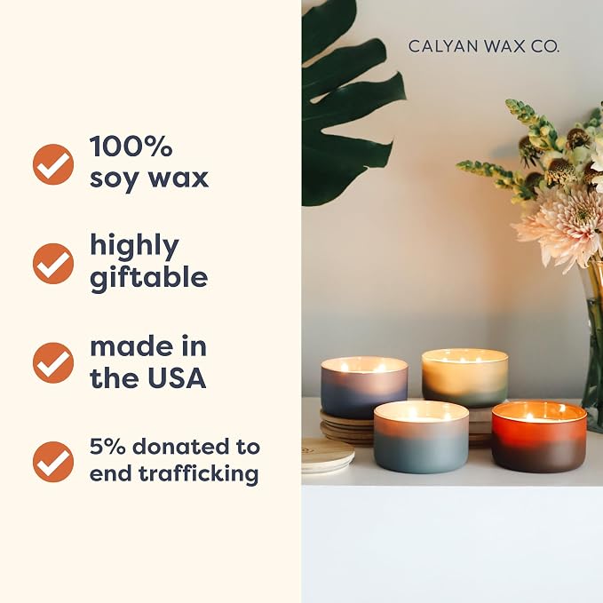 Calyan Wax Co. Evergreen & Eucalyptu 3 Wick Scented Candle - Image 3