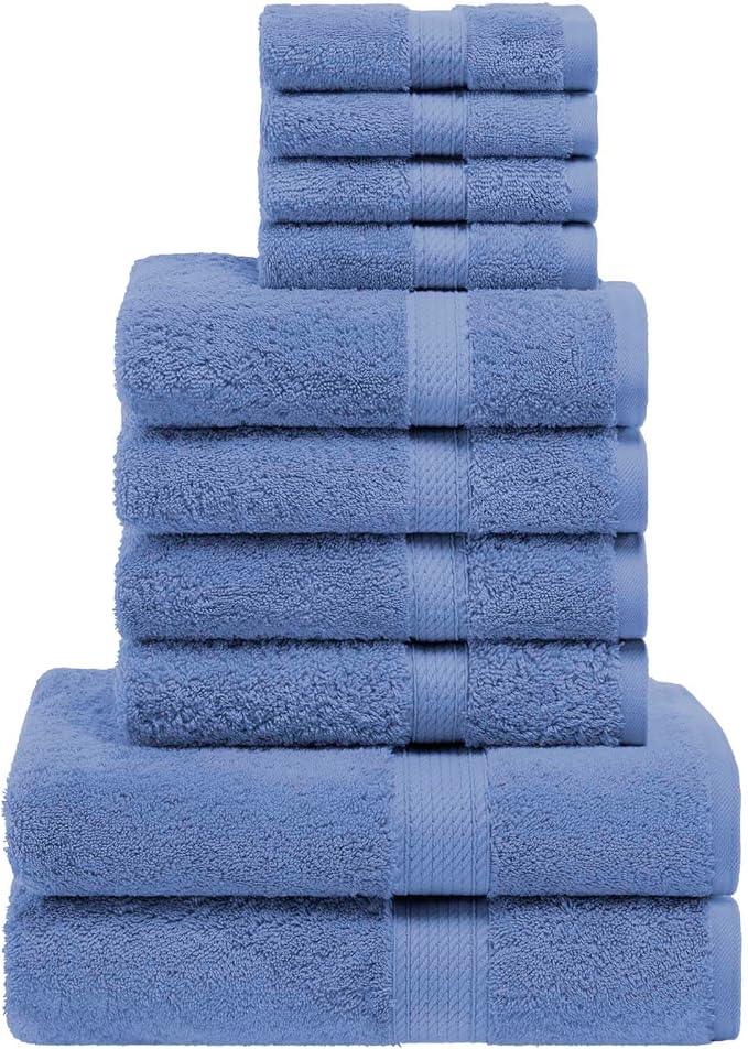 SUPERIOR Egyptian Cotton Pile 10 Piece Towel Set, Includes 2 Bath, 4 Hand - Image 2