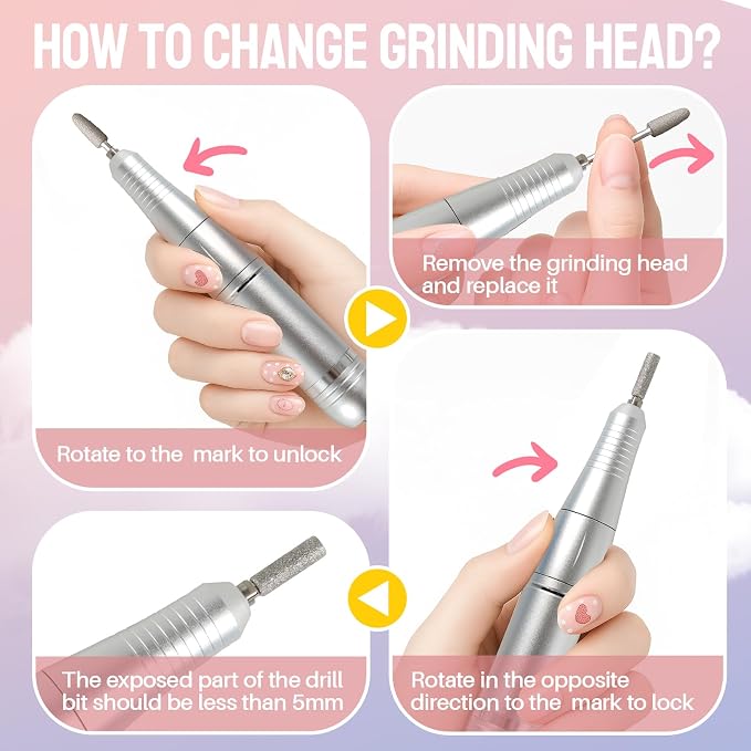 Droyek Electric Nail Drill Portable Nail Drill Professional 45000 RPM 6 Salon - Image 4