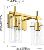 SOLFART Gold Bathroom Light Fixtures 2 Light Wall Light Fixtures Bathroom - Image 3