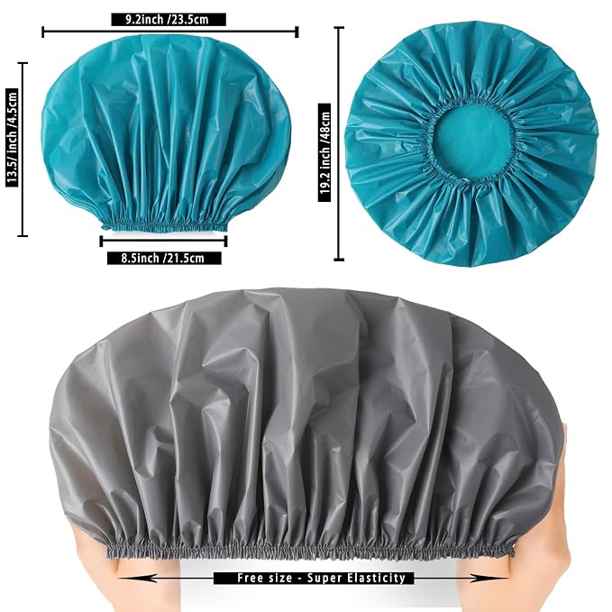 Jumbo Size Shower Cap 2 PCS Waterproof Shower Caps - Image 4
