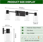 4-Light Modern Vanity Light Fixtures Over Mirror, Matte Black Bathroom Light - Image 3