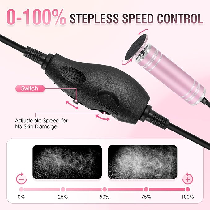 Electric Foot File Callus Remover: Adjustable Speed 1000RPM Feet File Grinder - Image 3