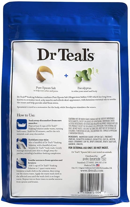 Dr Teal's Epsom Salt Bath Soaking Solution, Eucalyptus and Lavender, 3lb Bags - Image 5