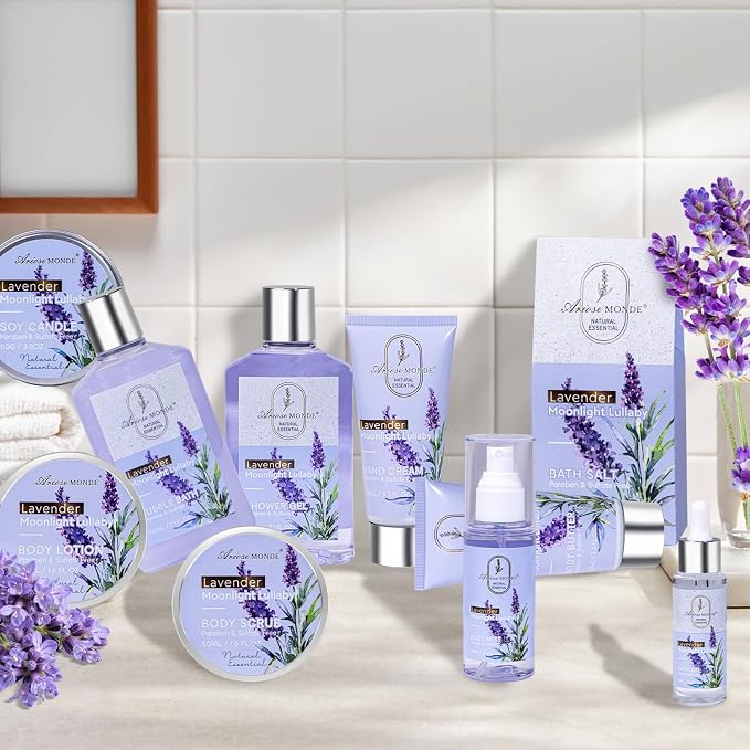 Spa Gifts for Women Bath and Body Lavender Gift Set, Spa Gift Basket for Self - Image 3