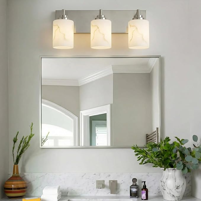 3-Light Bathroom Light Fixture, Brushed Nickel Modern Vanity Light - Image 7