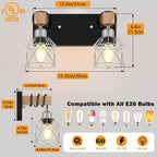 FadimiKoo Farmhouse Bathroom Light Fixtures, Rustic 2-Light Wood Vanity Lights - Image 2