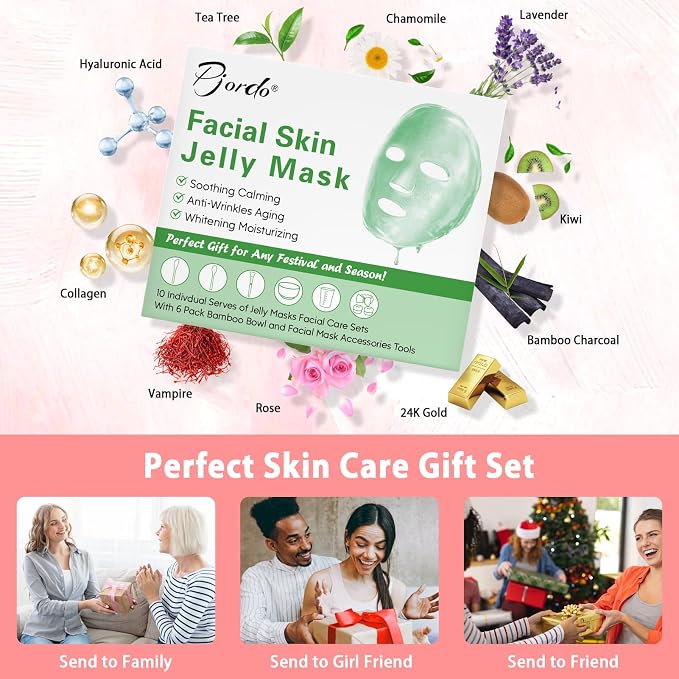 Pjordo Jelly Masks Set for Facials Professional Spa, 10 Pack Jelly Mask Powder - Image 8