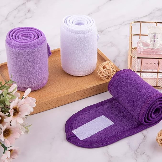 Whaline Spa Facial Headband Make Up Wrap Head Terry Cloth Headband Adjustable - Image 7
