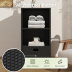 Outdoor Pool Towel Rack Cabinet, Rattan Wicker Pool Storage Bins Storage - Image 5