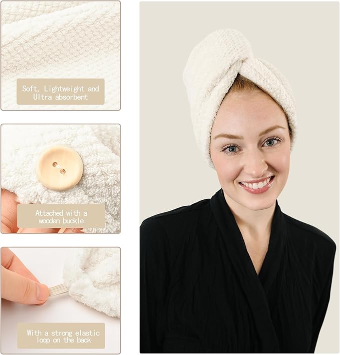 ROLSHOL Extra Large 4 Pack Microfiber Hair Towel Wrap - Image 4