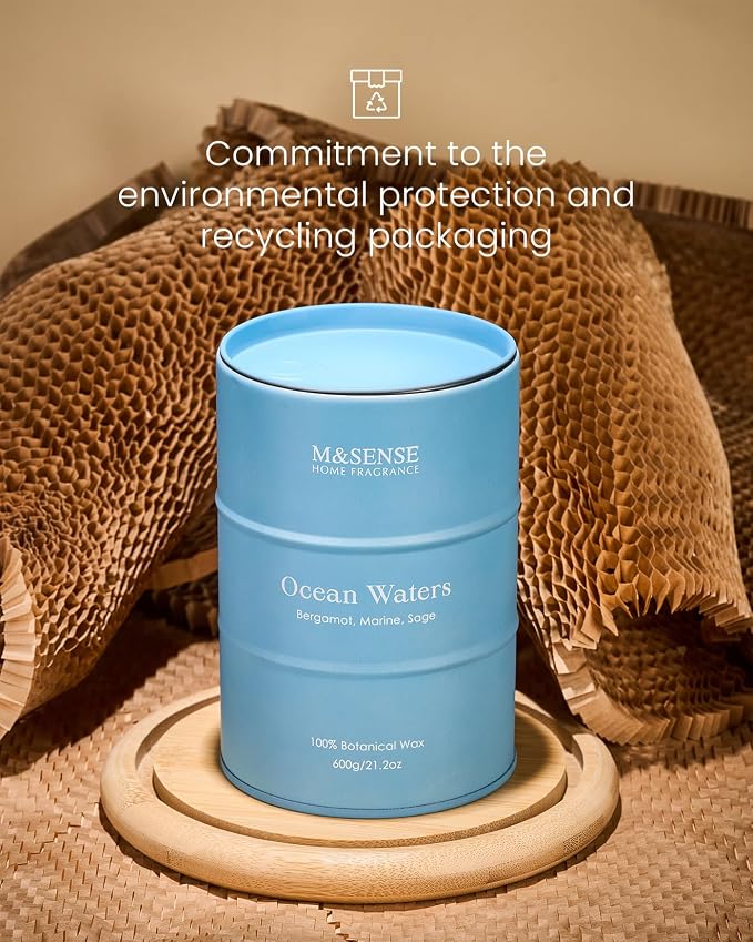 M&SENSE Ocean Waters Scented Candles Large Beach Candle, Summer Soy Candles - Image 7