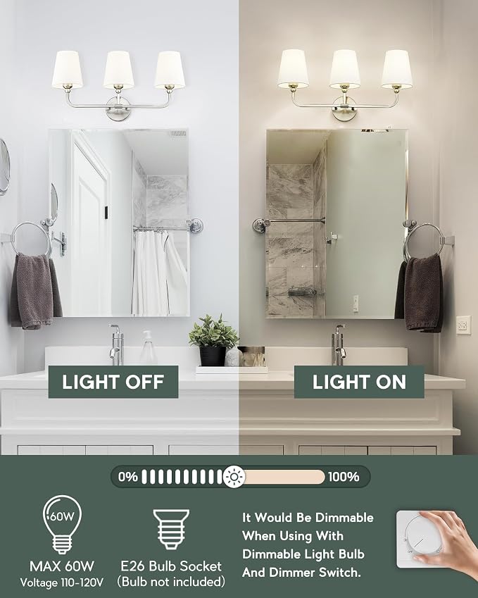 Bathroom Light Fixtures, Brushed Nickel Vanity Lights - Image 4