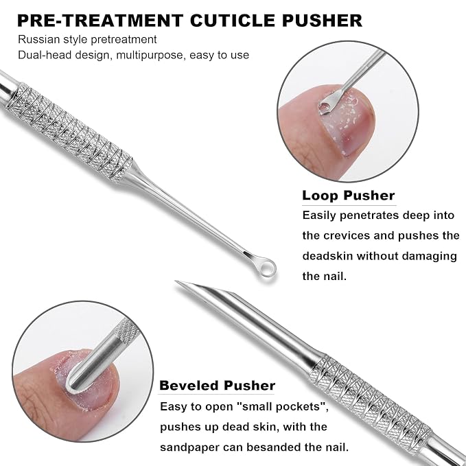 Pre-treatment Cuticle Pusher, Russian Prep Nail Pushers, Dual Ended Cuticle - Image 2