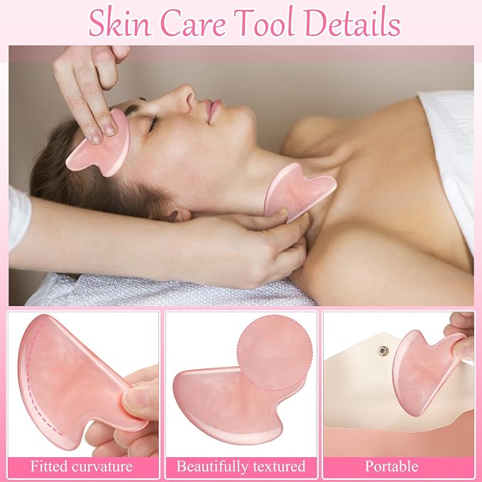 Sherr 12 Pcs Gua Sha Facial Tools Resin Heart Shaped Massage Guasha Tool - Image 3