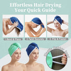 VOOVA & MOVAS Green & Navy Microfiber Hair Towel Wrap - Image 5