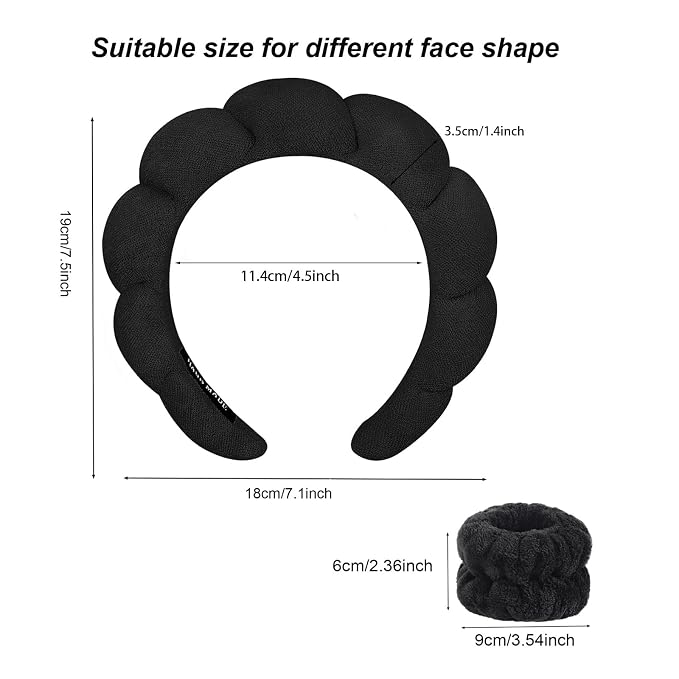 Spa Headbands for Washing Face Soft Puffy Bubble Headbands Wristband for Women - Image 2