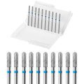 10pcs Safety Round Barrel Cuticle Drill Bits, Carbide Diamond Nail Bits by ERUIKA