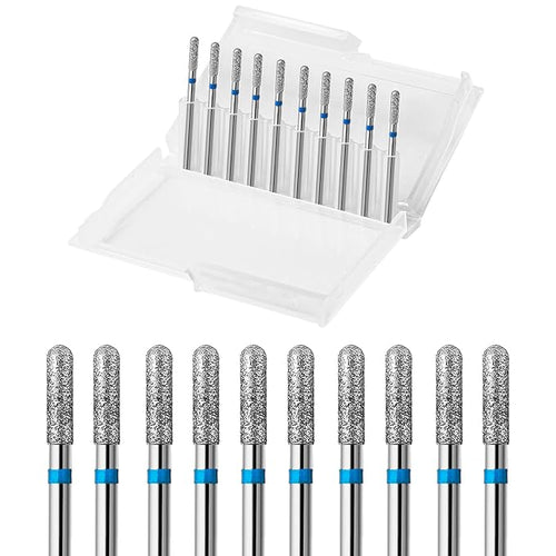 10pcs Safety Round Barrel Cuticle Drill Bits, Carbide Diamond Nail Bits by ERUIKA