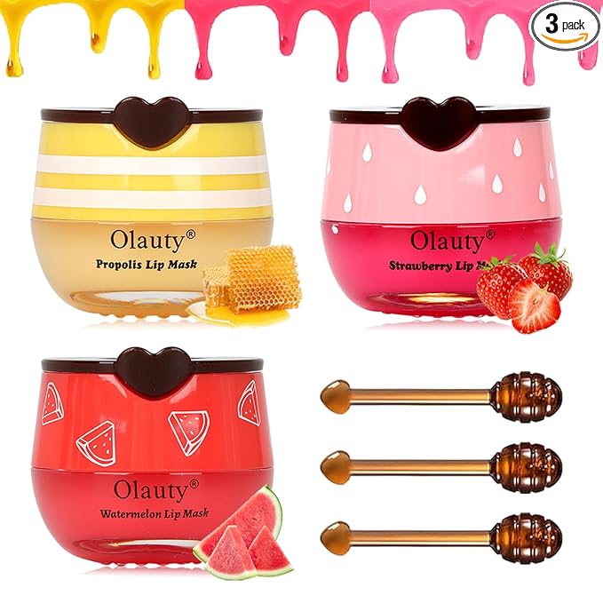 3PCS Bee Lip Balm Honey Pot, Lip Mask Skincare, Prevention Lip Dry Set by Sulily