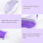 Borje Purple Disposable Face Mask 100 Pcs Purple Face Masks 3 Ply Protection - Image 3