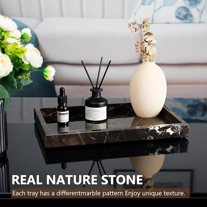 Real Natural Marble Tray for Bathroom, Kitchen and Desktop, Rectangle Genuine - Image 4