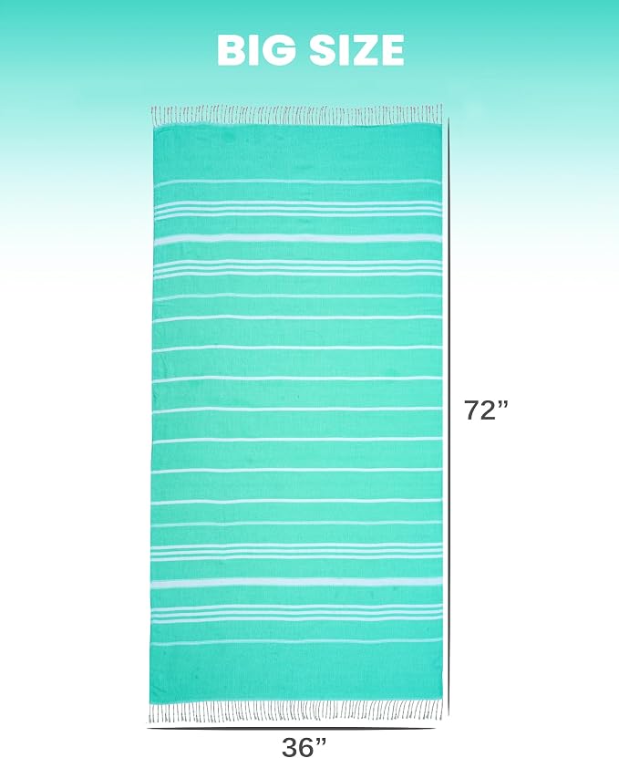 2 Packs Cotton Turkish Beach Towels Quick Dry Sand Free Soft Absorbent Adult - Image 5