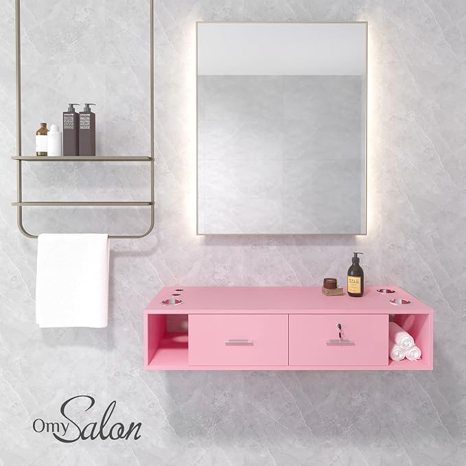 OmySalon Locking Wall Mount Styling Station, Beauty Barber Spa Equipment - Image 3