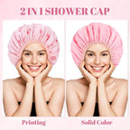 Large Double-Sided Shower Cap for Women, 2-in-1 Reusable Waterproof Cherry - Image 3