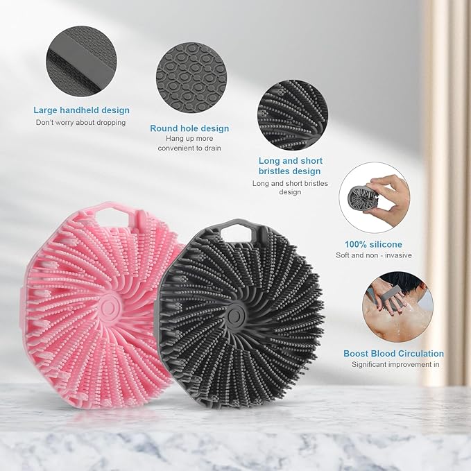 2Pcs Silicone Body Scrubber, Exfoliating Body Scrubbers - Image 5