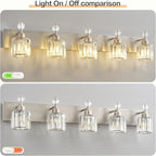 PRESDE Modern Crystal 5-Light Bathroom Light Fixtures Brushed Nickel Vanity - Image 4