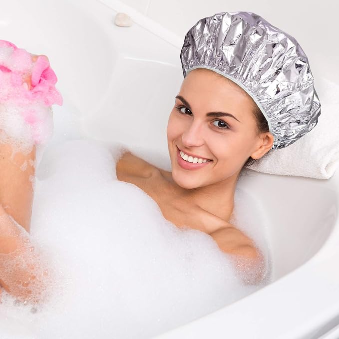 12 Pieces Deep Conditioning Caps Aluminum Foil Reusable Hair Processing Hair - Image 4
