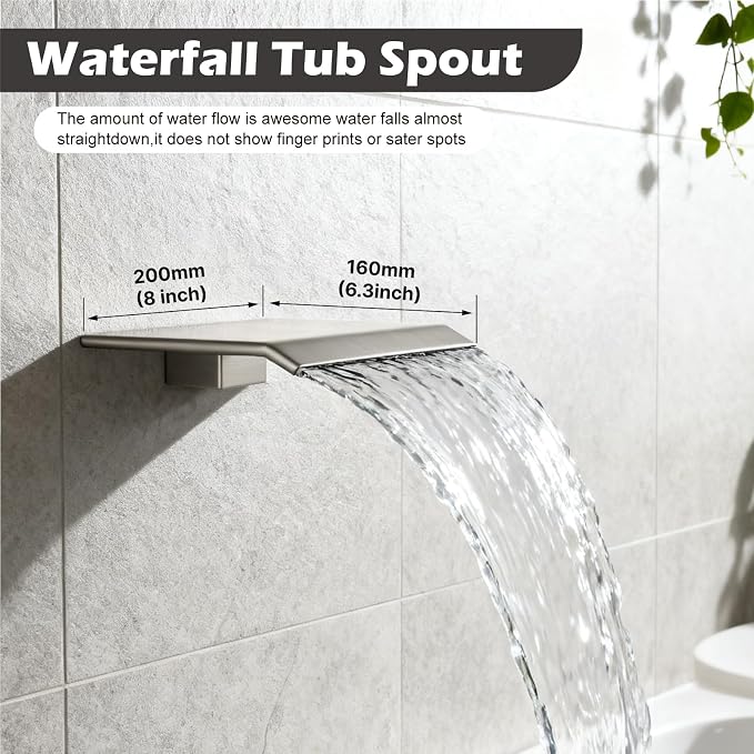 Midanya Shower System with Tub Spout, Bathtub Shower Faucet Set with Square - Image 3
