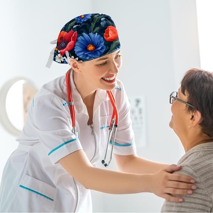 Scrub Cap with Hair Scrunchy, Ponytail Holder Surgical Cap - Image 6