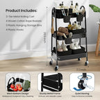 3-Tier Rolling Utility Cart - Image 2