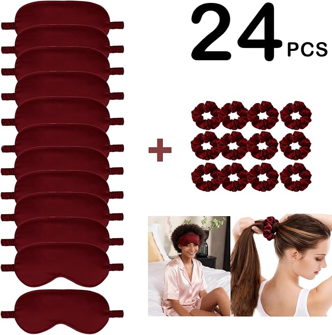 24Pcs Satin Eye Mask Silk Sleep Masks Silky Eyes Cover Blackout Blindfold - Image 2