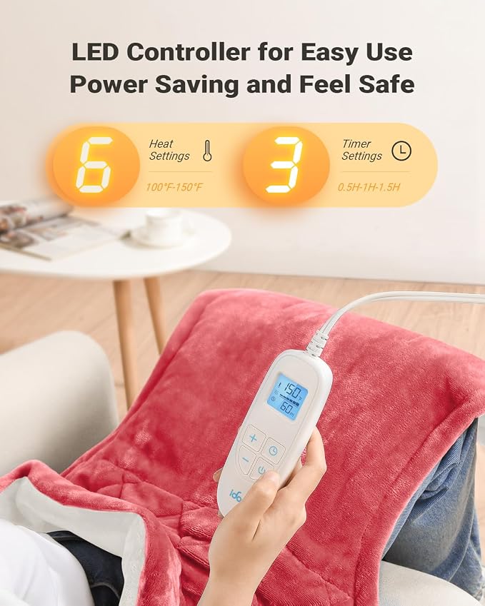 iDOO Heating Pad for Back Neck & Shoulders Pain Relief, FSA Eligible Items - Image 4