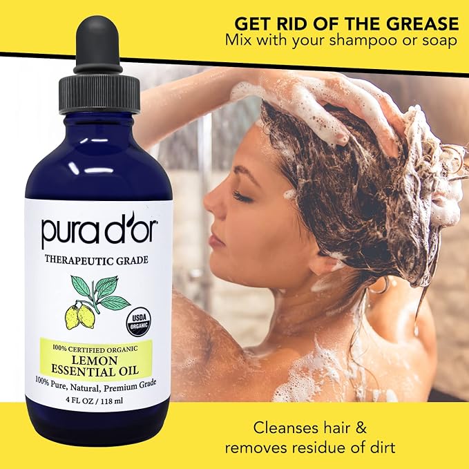 PURA D'OR Organic Lemon Essential Oil USDA Certified 100% Pure & Natural - Image 4