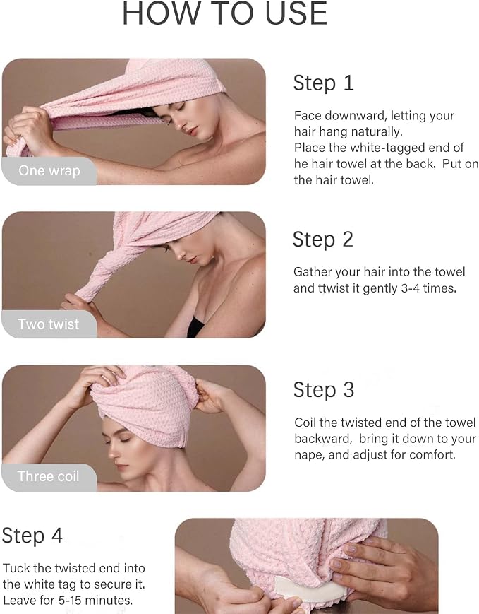 ROLSHOL 2 Pack Microfiber Hair Towel Wrap - Image 8
