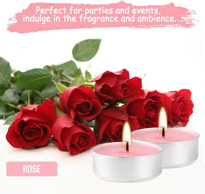 Pink Rose Scented Tealight Candles -Giant 100 Pack Votive Candles Bulk - Image 4
