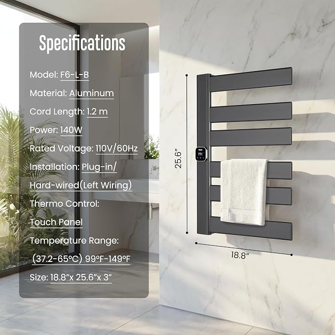 Towel Warmer, Heated Towel Rack - Image 7