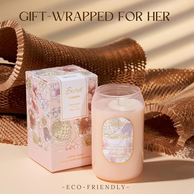 M&SENSE Aromatherapy Pink Soy Scented Candle Gift-Fresh Roses Scent, 10.6 oz - Image 9