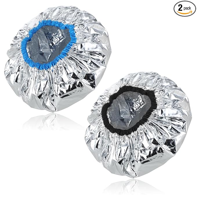 2 Pcs Aluminum Foil Deep Conditioning Hair Cap Reusable Heat Cap by DIVINA+VITAE