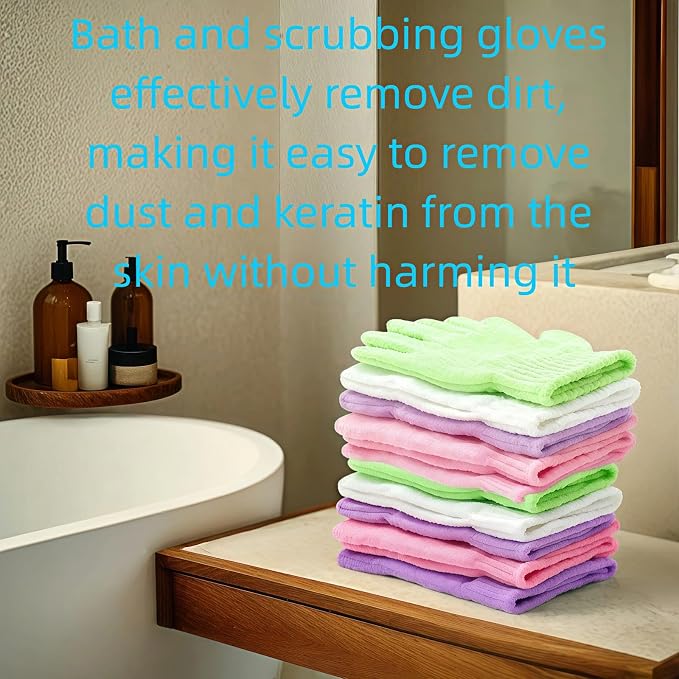 4 Pairs Exfoliating Bath Gloves, Nylon Double Sided Exfoliating Gloves - Image 4