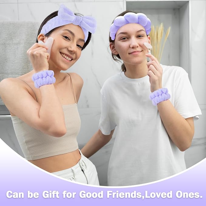 Zkptops 6Pcs Spa Headband for Washing Face Wristbands Set Women Bubble Makeup - Image 2
