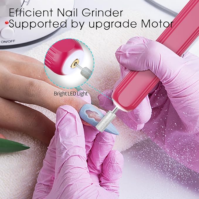 Professional Manicure Pedicure Kit -360° Light, Rechargeable Electric Nail Drill - Image 5