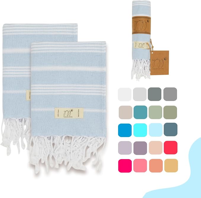 Hand Towels - Set of 2, Decorative Peshtemal Cotton Hand Towels by YAZZTURKISHCOTTON