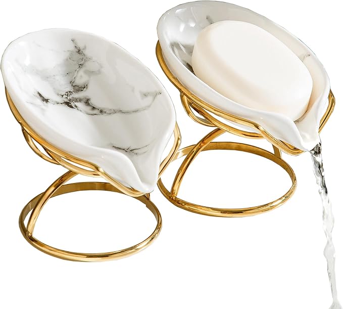 Dobbyby Leaf-Shaped Soap Dish – Ceramic Soap Bar Holder by Dobbyby