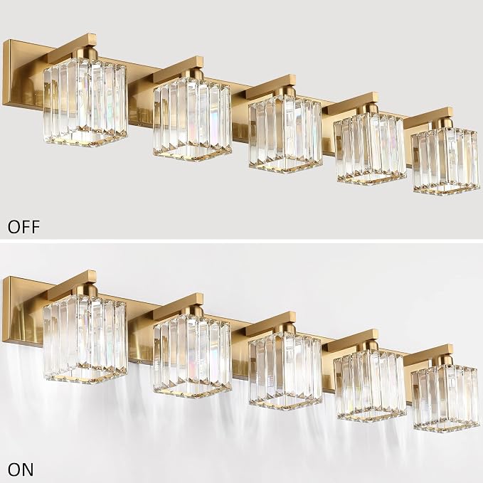 Aipsun Bathroom Vanity Lights Fixtures Crystal Vanity Light 5 Light Modern - Image 2